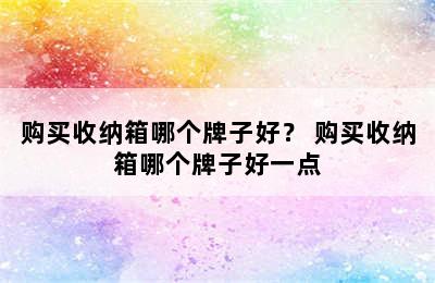 购买收纳箱哪个牌子好？ 购买收纳箱哪个牌子好一点